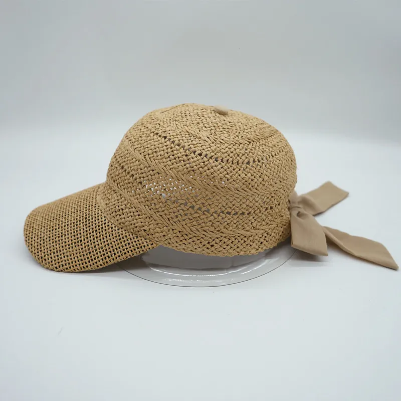 Ball Caps 202303 Bownotns Ins Summer Dust Out Paper Grass Back Bowknot Korea Street Lady Baseball Hat Women Liisure Visors Cap 230619