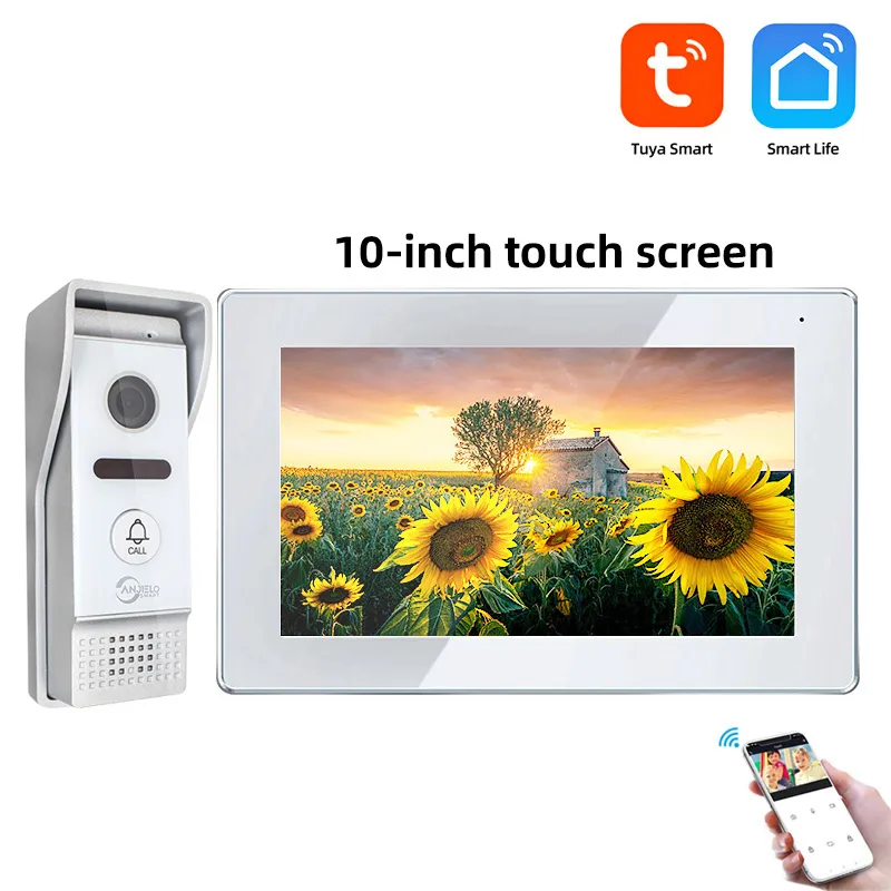 Tuya 1080P Wifi interphone vidéo sans fil Smart Home vidéo judas porte cloche Vision nocturne caméra avec moniteur pour la sécurité à domicile