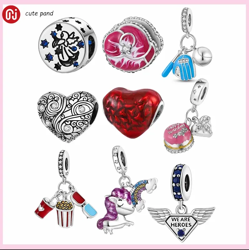 925 perles en argent breloques fit pandora charme fleur rose pendentif ensemble de breloques pendentif bricolage perles fines bijoux