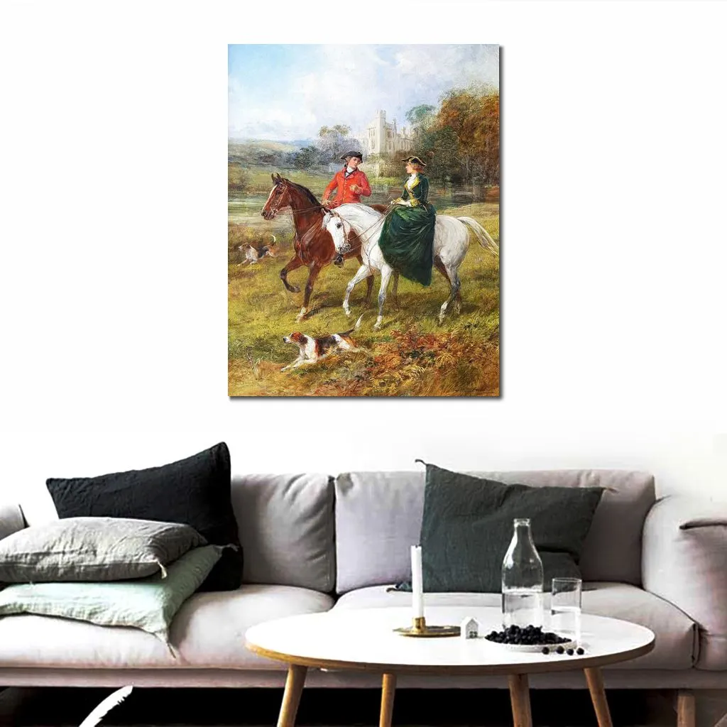 Realistisch landschap canvas kunst The Morning Ride paar Heywood Hardy olieverfschilderij handgeschilderde woonkamer decor