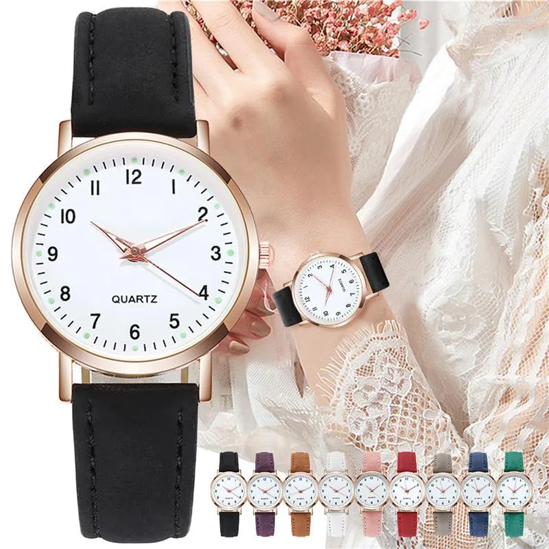 Montres-bracelets Goutte Horloge Pour Femmes Lumineux Chiffres Arabes Montres De Luxe Dames En Cuir Quartz Relogio Feminino