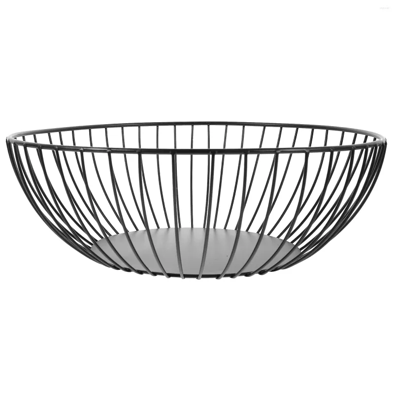 Bowls Black Fruit Basket Wire Round Counter 28X28X8CM Fruits Washing Bowl Wrought Iron Snack