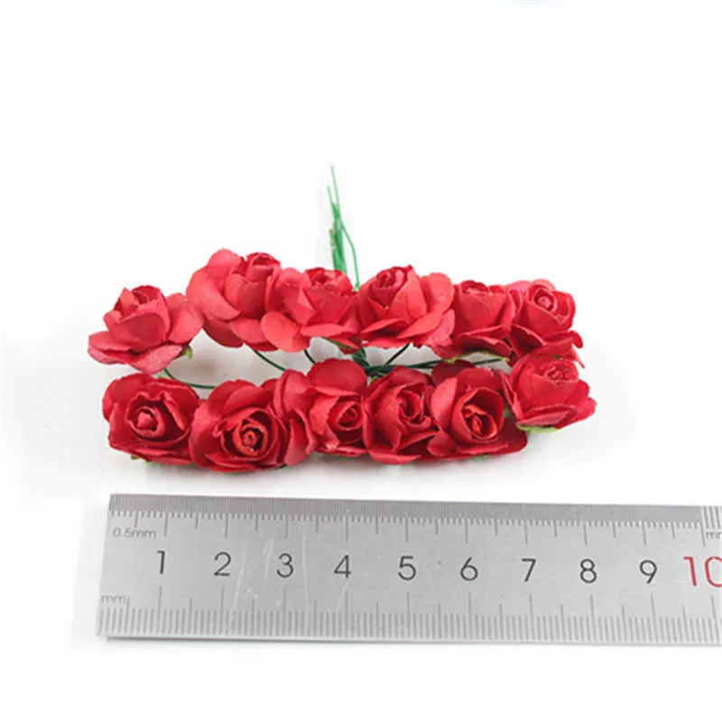 Flores secas quentes 144 peças lotes de 2cm mini buquê de flores de rosa de papel decoração de casamento corte diy