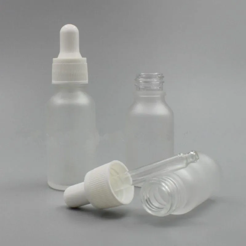 Empty Refillable Frost Glass E-liquid Dropper Bottles Oil Glass Piepette Dropper Container 5ml 10ml 15ml 20ml F1776 Pnkww