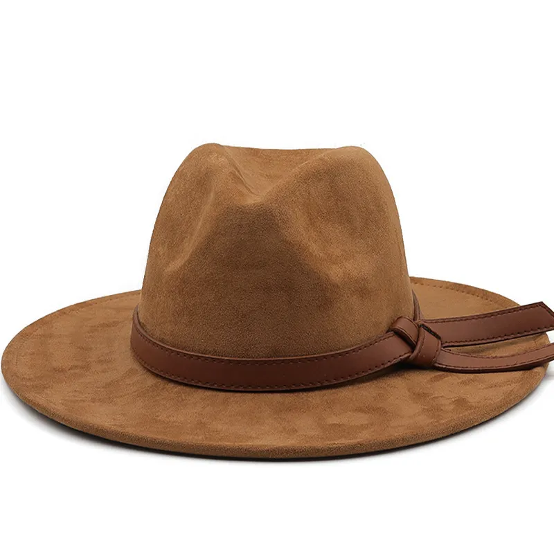 Classic Suede Fedora Hat Adjustable Strap, Solid... From  display picture 2