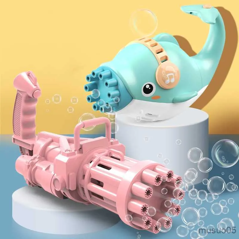 Песчаная игра с водой Fun Gatling Bubble Gun Toys для детей Электрическая автоматическая мыльная пузырька Cool Boys девочки рождественские подарки в ванную игру R230620