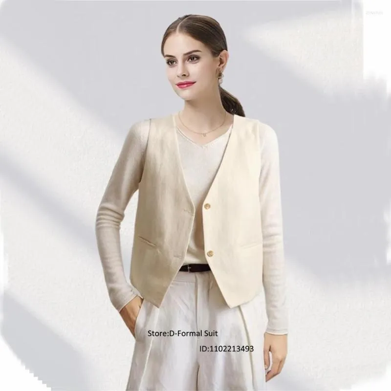 Women's Vests Women's Suit Linen Vest Single Breasted Slim Fit Commuter Office Sleeveless Jacket Summer Zevity Official Store Waistcoat