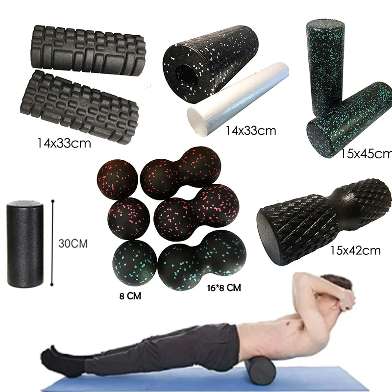 Fitness Balls Epp Foam Roller Massage Ball Set Fitness Mobility Ball Yoga Roller för rygg/nacke/fot fysioterapi smärtlindring 230620