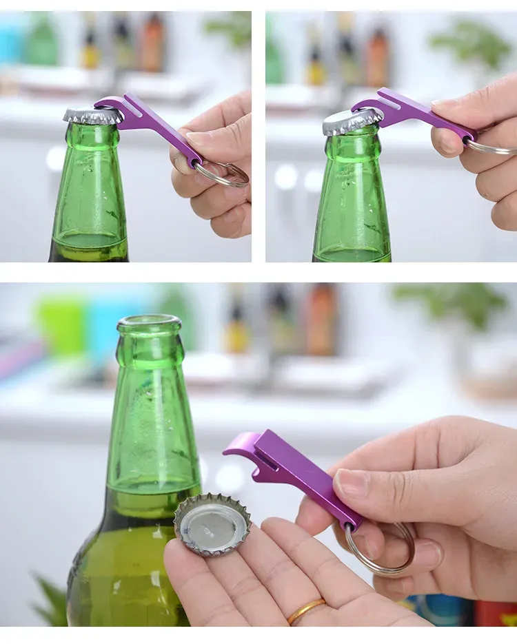 فتحات الجيب سلسلة مفاتيح Beer Beer Pottion Bar Claw Bar Small Beverage Keychain Ring يمكن أن تفعل الشعار بوتيك بسيط
