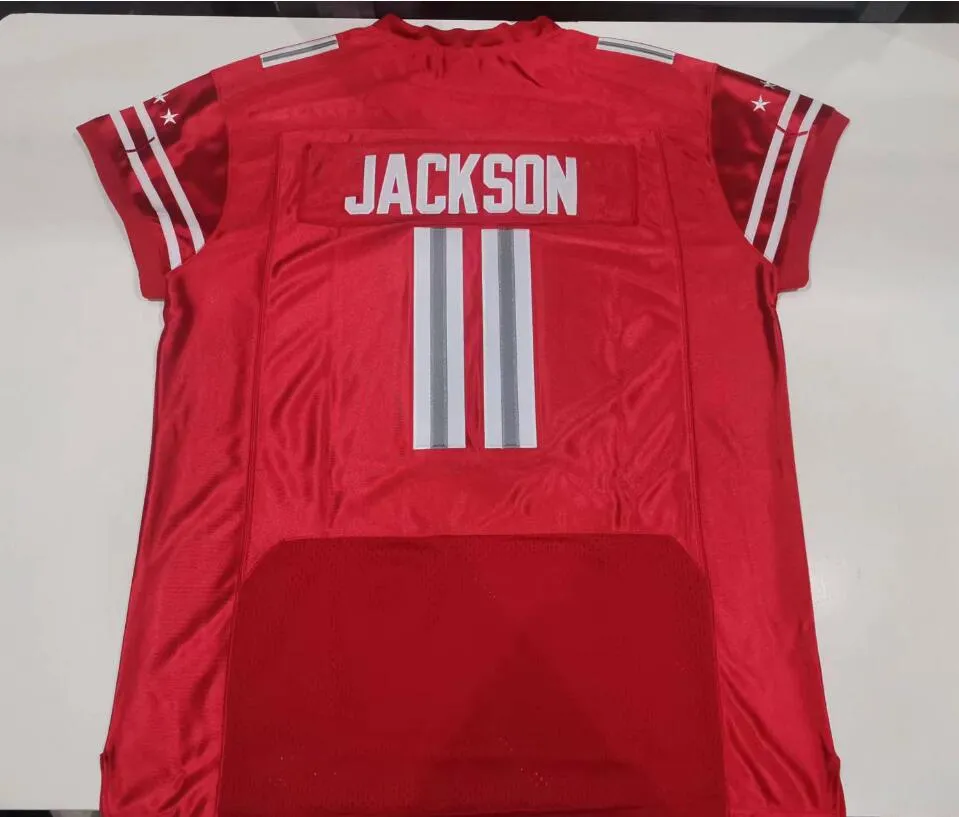 College Hockey Wears Photos physiques DC Defenders RED WHITE 11 Lucky Jackson Hommes Jeunes Femmes Vintage High School Taille S-5XL ou n'importe quel maillot avec nom et numéro