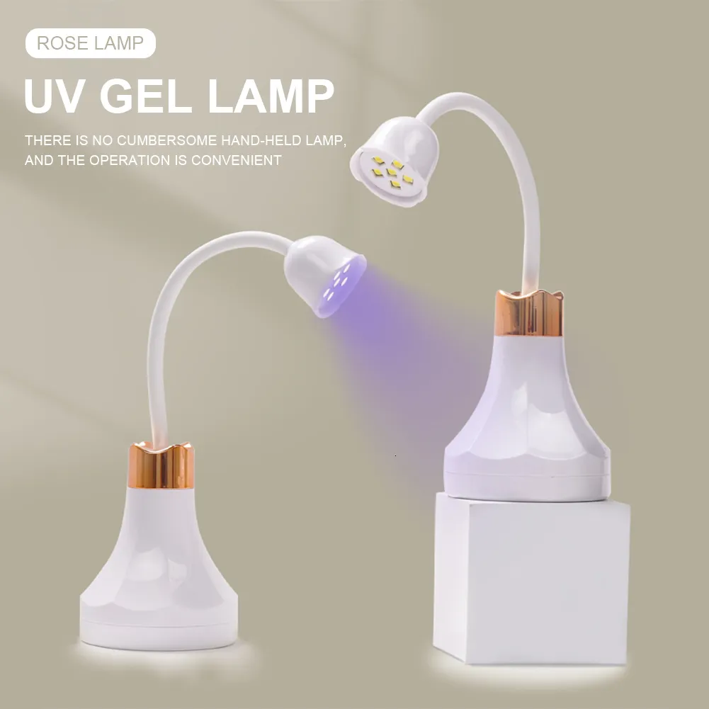 Sèche Ongles 21W Lotus Mini Sèche Ongles UV Lampe LED Pliable 360 Rotation Bras Rapide Rechargeable Gel Nail Light pour DIY Home Salon Manucuris 230619