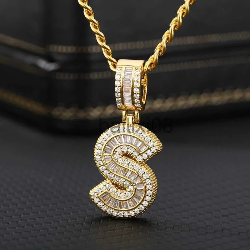 Pendant Necklaces 2020 Trend Cubic Zirconia Letters A-Z Pendant Neckles Iced Out Rock Candy Style Initial Charms Neckle Fantastic Jewelry Gift J230620