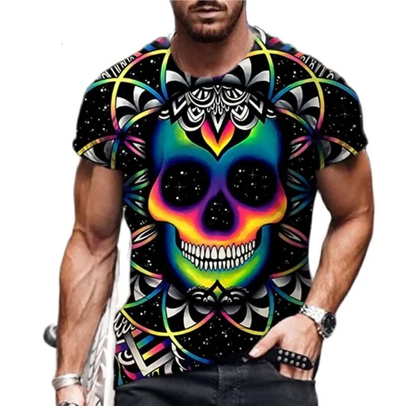 T-shirts pour hommes Vintage Crâne T-shirt 3d Imprimer Crâne Mort T-shirts Pour Hommes Horreur À Manches Courtes Tops Surdimensionnés Tee Shirt Homme Vêtements 230619