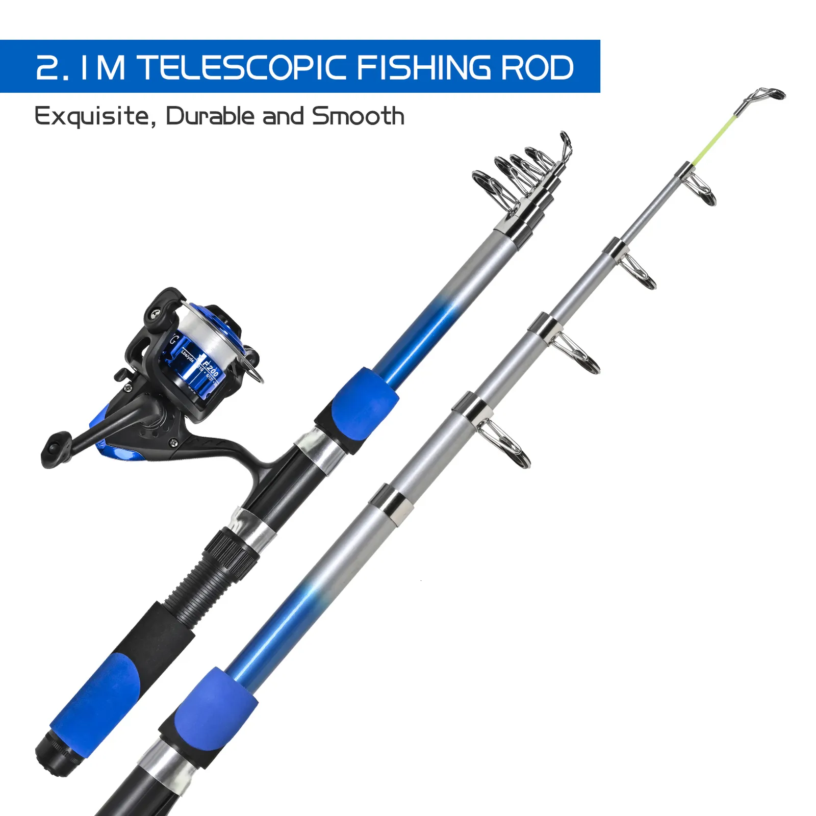 Rod Reel Combo Lixada Spinning Telescopic Fishing Rod And Reel