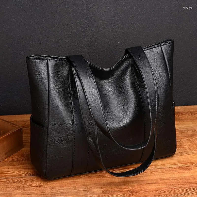 Avondtassen Vrouwen Pu Lederen Handtassen Grote Capaciteit Tote Vrouwelijke Elegantie Schouderriem Tas Effen Kleur Rits Mode Dames Handtas