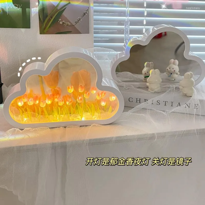 Acheter Miroir tulipe nuage fait à la main, petite veilleuse, cœur de  fille, décoration de salon, de bureau, cadeau d'anniversaire, cadeau de  vacances