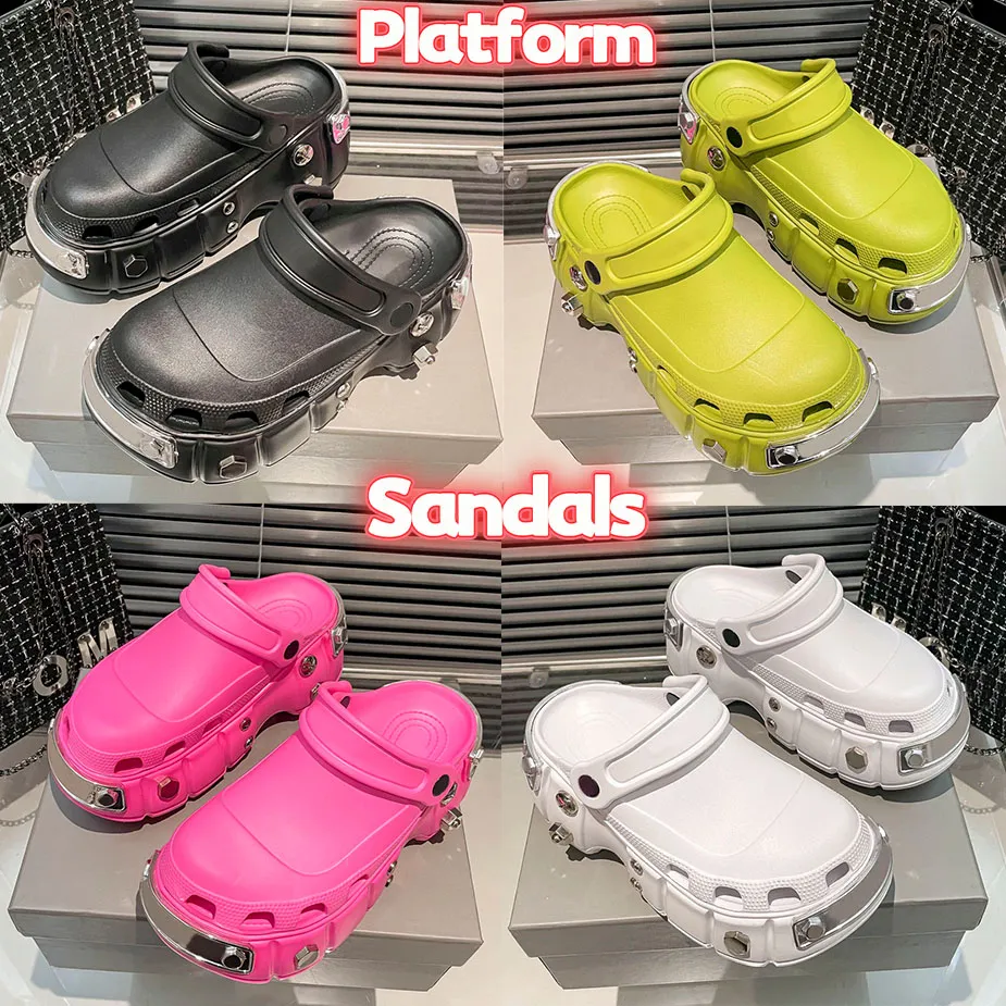 Nya sandaler Hardcroc Platform Mule Sandal fluo gul svart vit lila fuchsia brun herr dam designer tofflor rutschkanor sommar strand toffel utomhus rutschkana