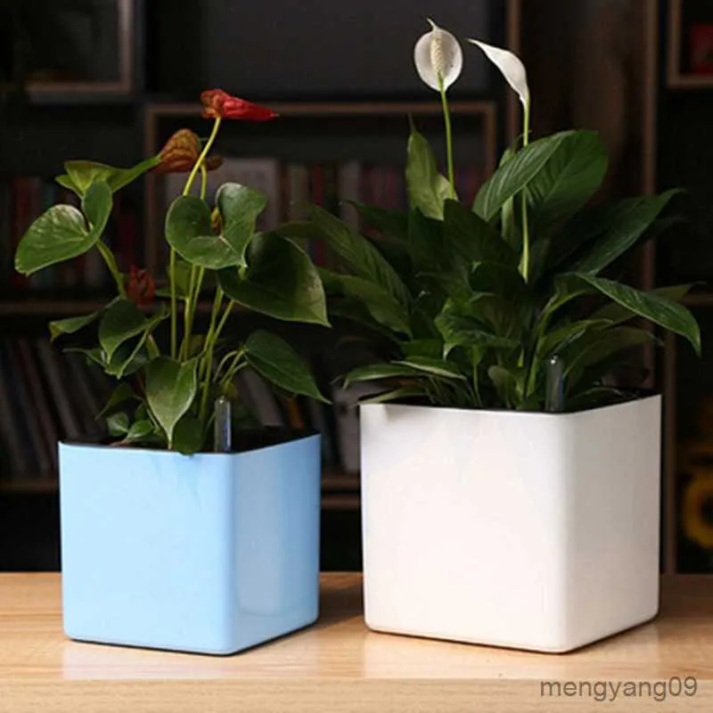 Plantadores Vasos de flores de jardim Vaso de flores auto-irrigável Suculentas iniciador de plantas com indicador de nível de água Decorações internas e externas Vaso de flores FU R230620