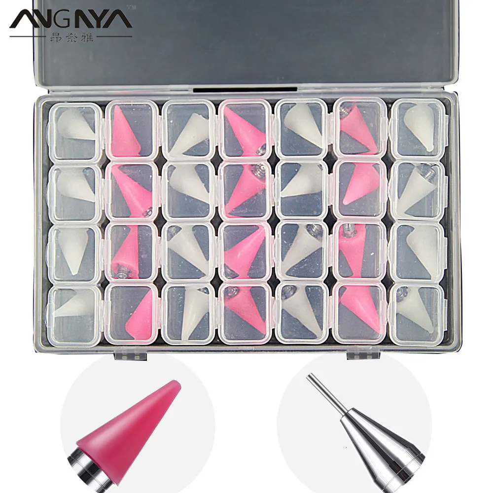 Dotting Tools ANGNYA 28Pcs Replaceable Nail Wax Pencil Head for Pen To Pick Up Gem Jewelry Tips Picking Tool 230619