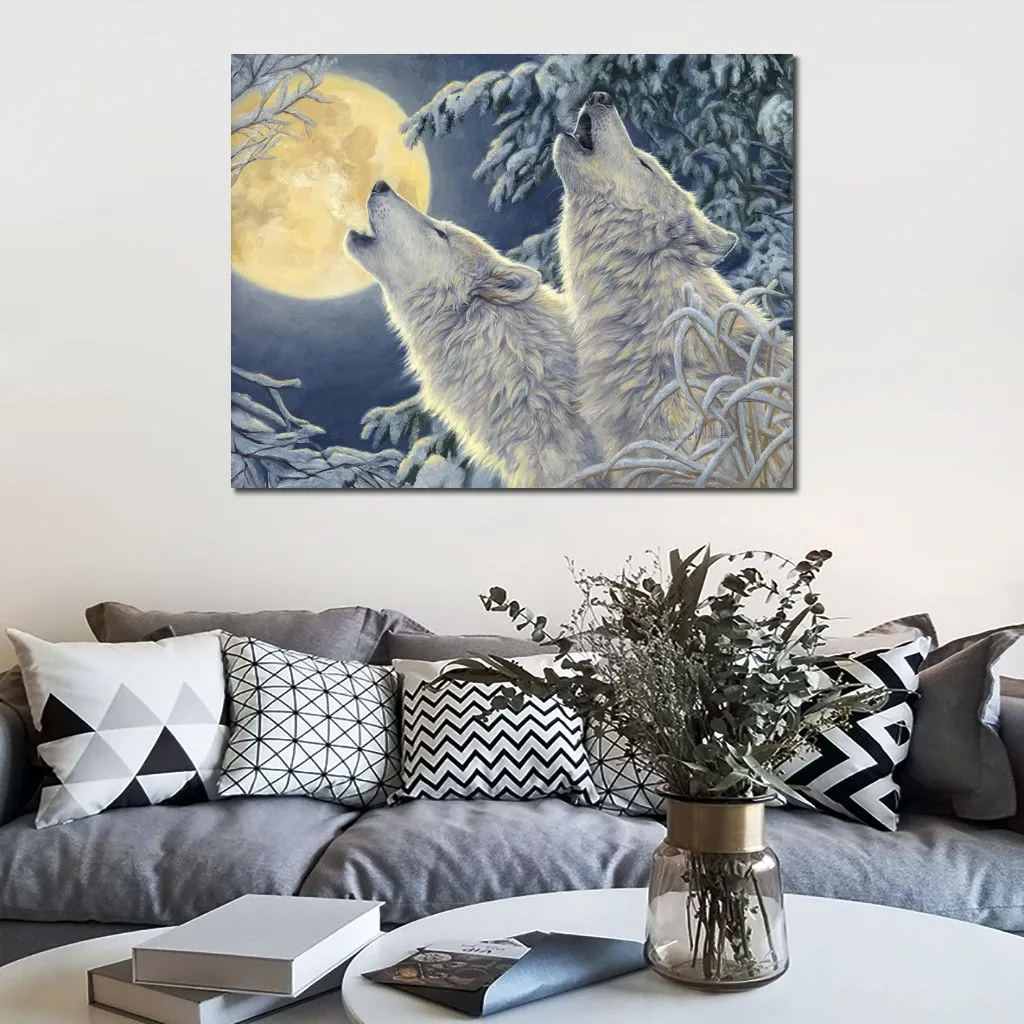 Abstract Canvas Art Moonlight målning handgjorda moderna dekor för entré