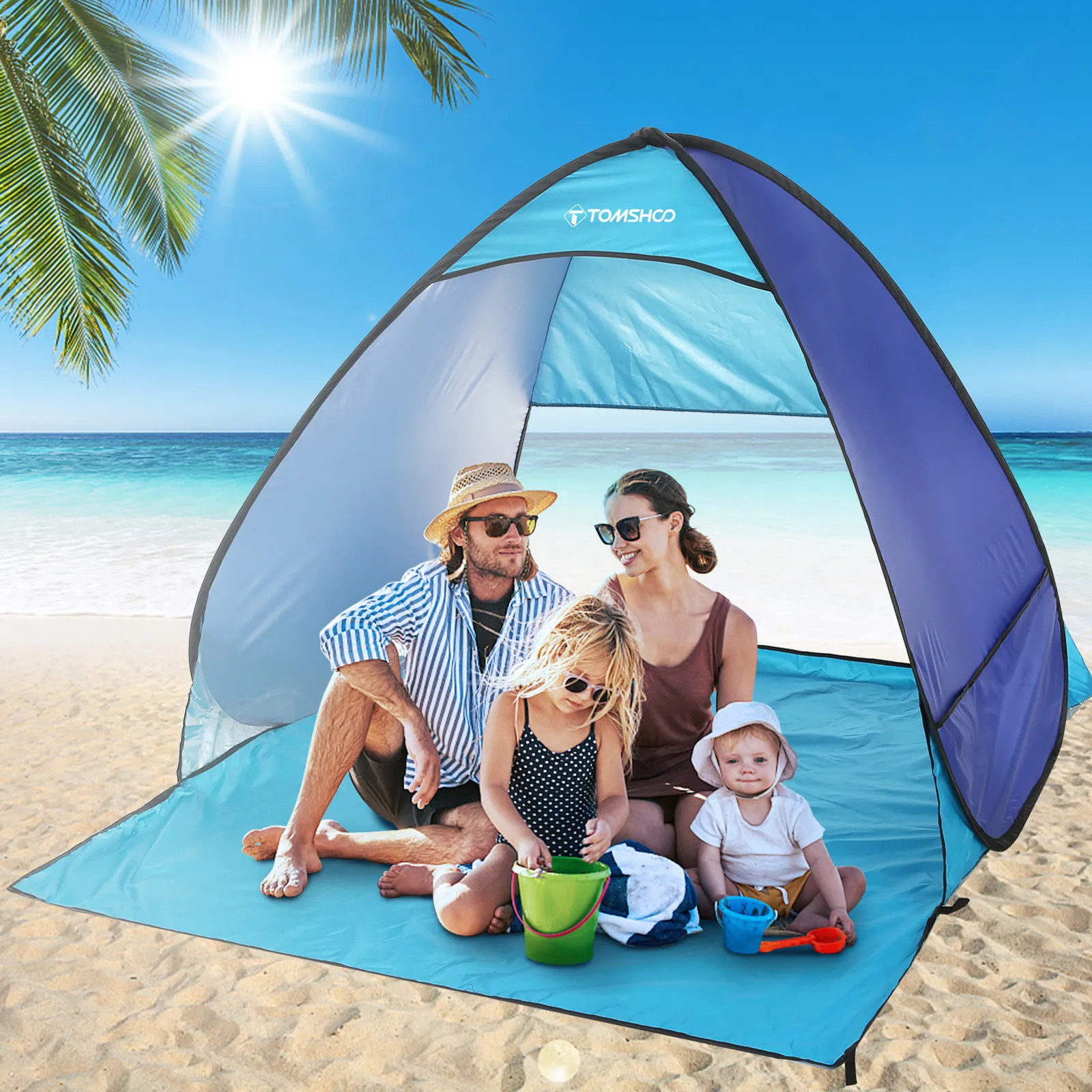 Tentes et abris TOMSHOO Tente de plage automatique instantanée Pop Up Tente de plage légère pour l'extérieur Abri de soleil Tente Cabana avec sac de transport 230619