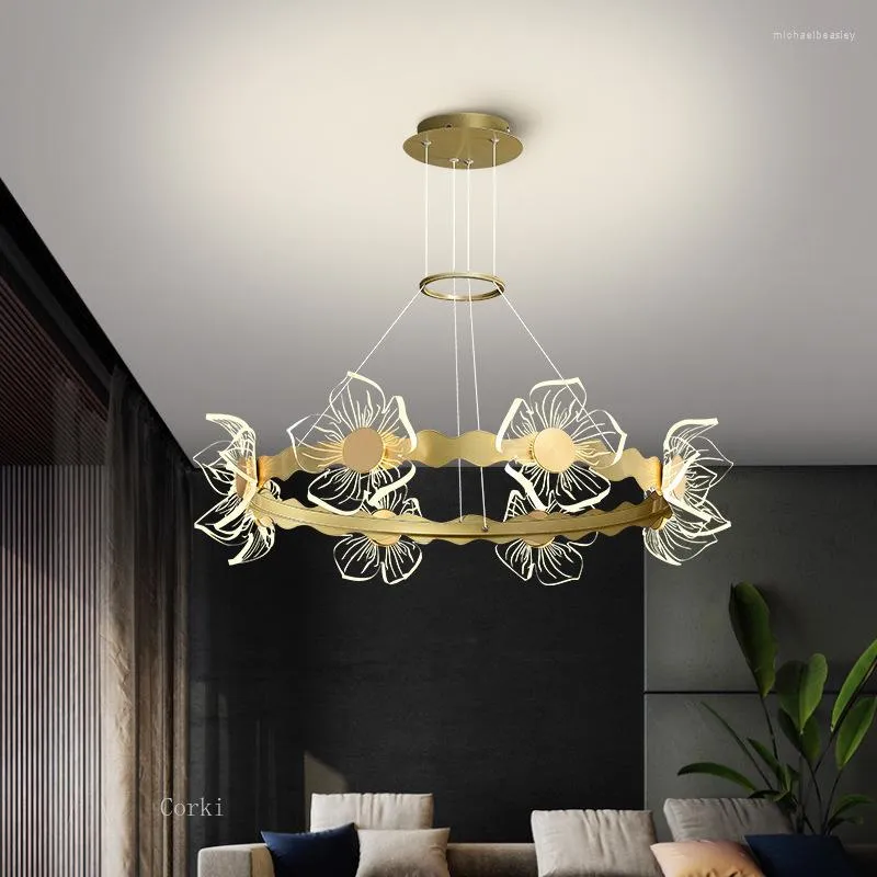 Hanglampen Kroonluchters Lichten Ginkgo Orchidee Woonkamer Modern Minimalistisch Dineren Hoofdslaapkamer Chinese Thee