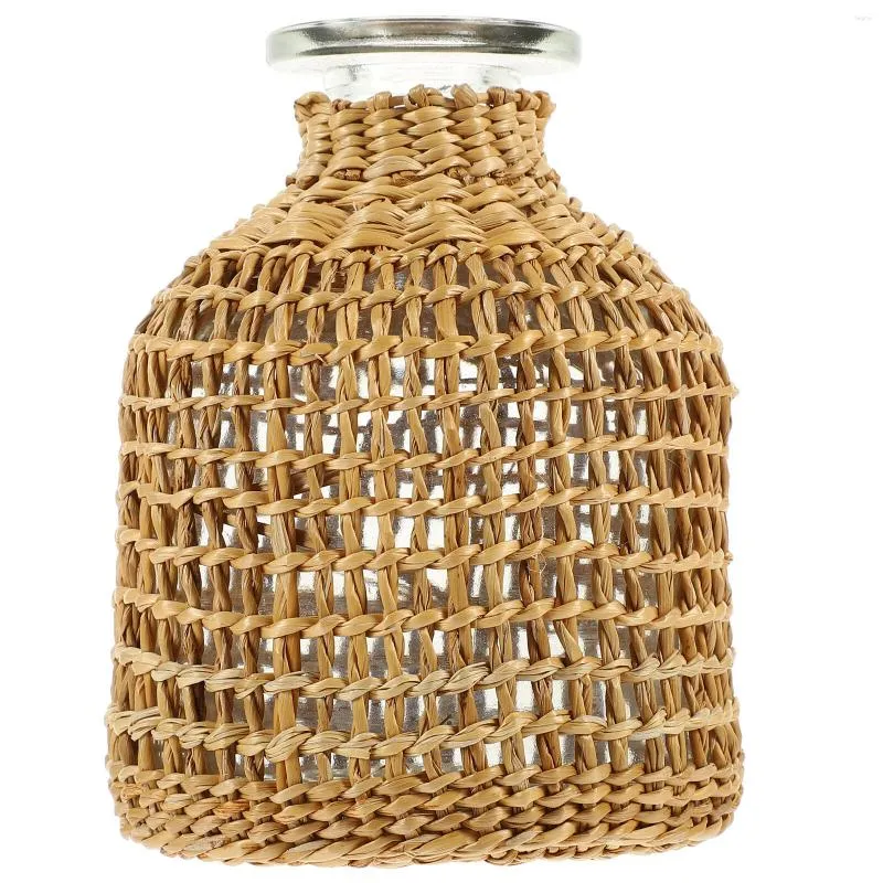 Vasi in rattan Erba Vaso in vetro Disposizione dei fiori secchi Decor coreano Fioriera in tessuto Creativo Bohemian Home Vaso da fiori Rete decorativa