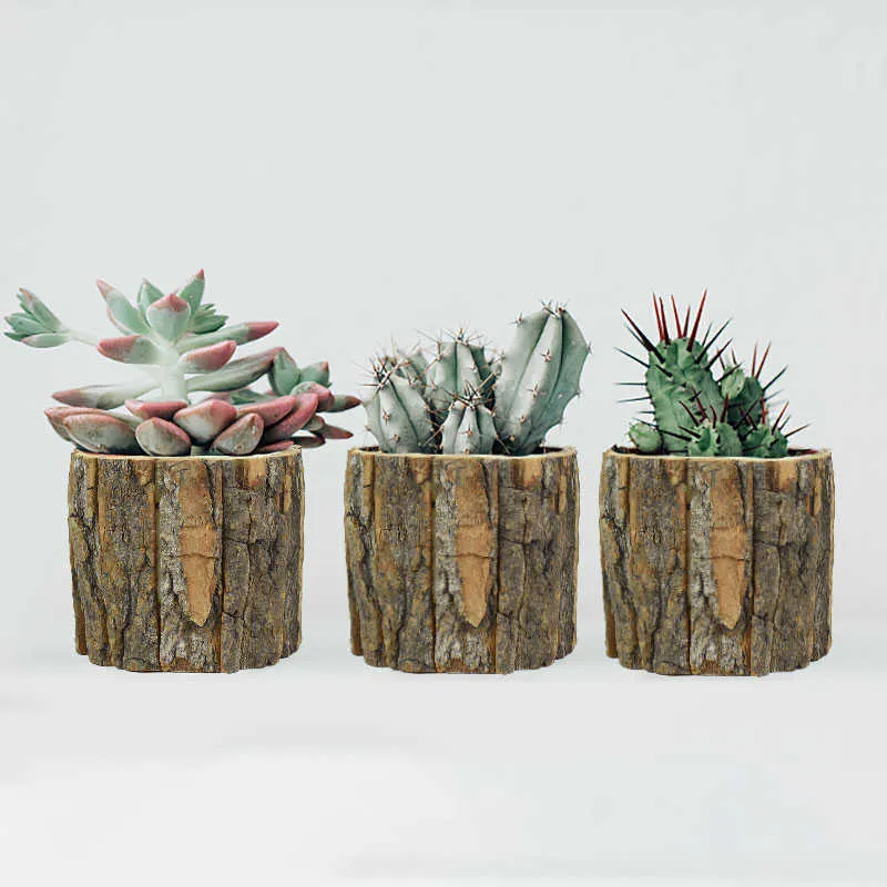 Planters Pots Bark Flower Pots Wooden Stump Planter... From Mengyang09 ...