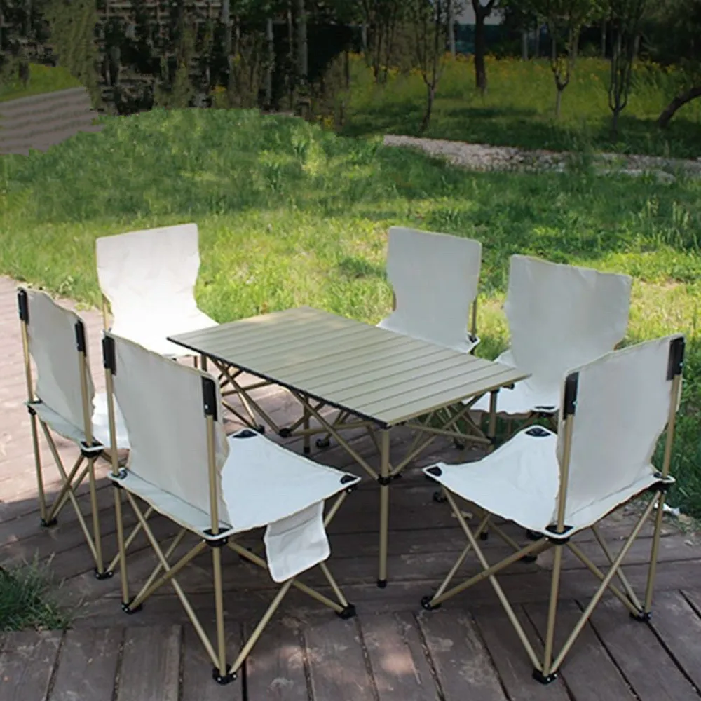 Outdoor Draagbare Opvouwbare Picknicktafels En Stoelen Set Koolstofstaal Loempia Bureau Camping BQQ Veld Essentieel Artefact