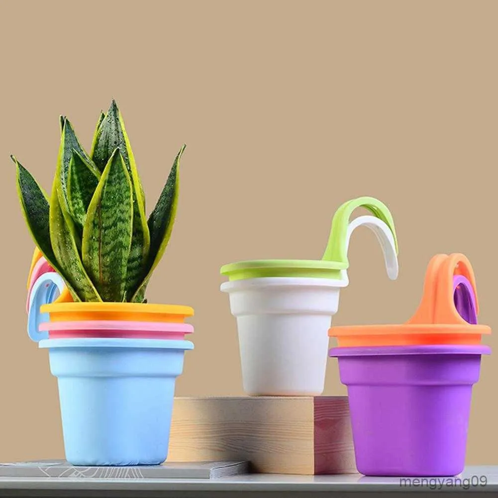 Planters POTS Flower Tub Green Plant Hook Flowerpot Portable Lightweight Bekväm blommanläggning Hängande potten hink för hushållsträdgård R230620