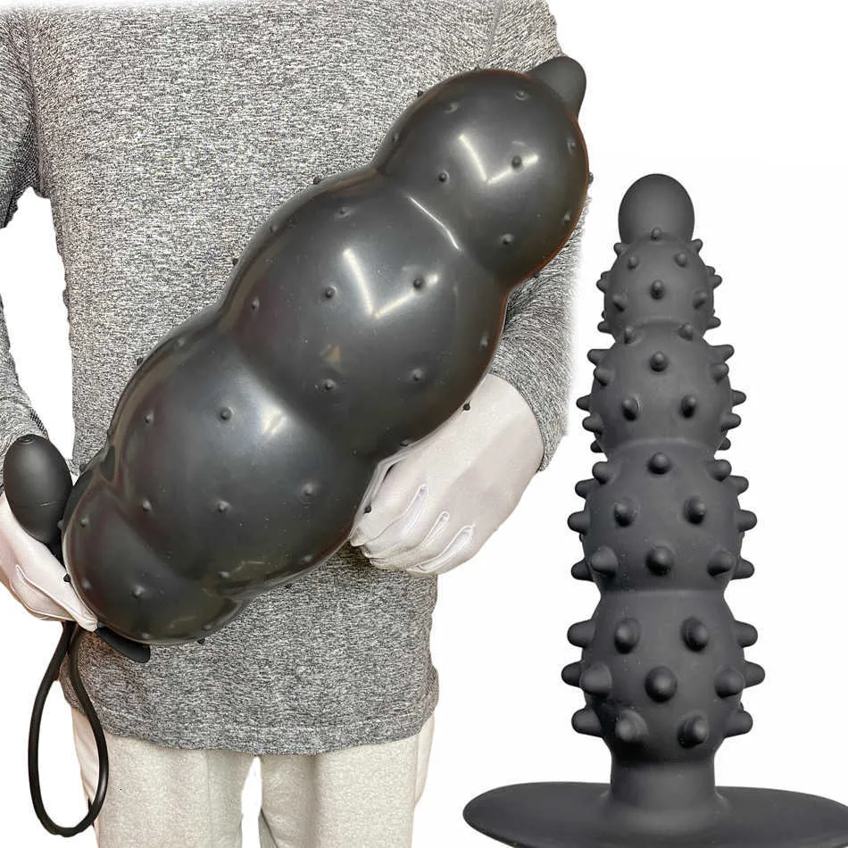 Inflatable Dildo Particle Anal Plug With Beads Silicone Column_voghion.com
