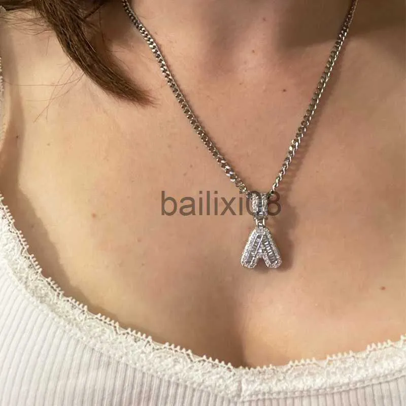 2023 Trend Cubic Zirconia Letters A-Z Pendant Necklaces Iced Out