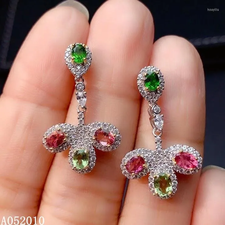 Boucles d'Oreilles KJJEAXCMY Fine Jewelry 925 Sterling Silver Incrusté Naturel Tourmaline Femelle Oreille Goujons Mode Cadeau Fête D'anniversaire Weddi