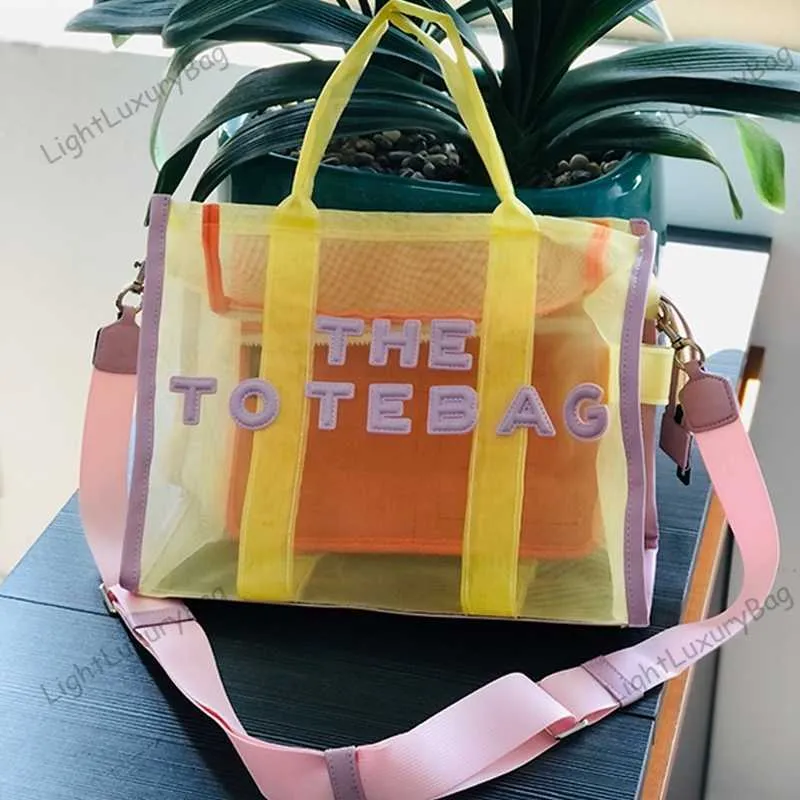 DHgate.com:Large Capacity Macaron-Colored Mesh Tote Bag with