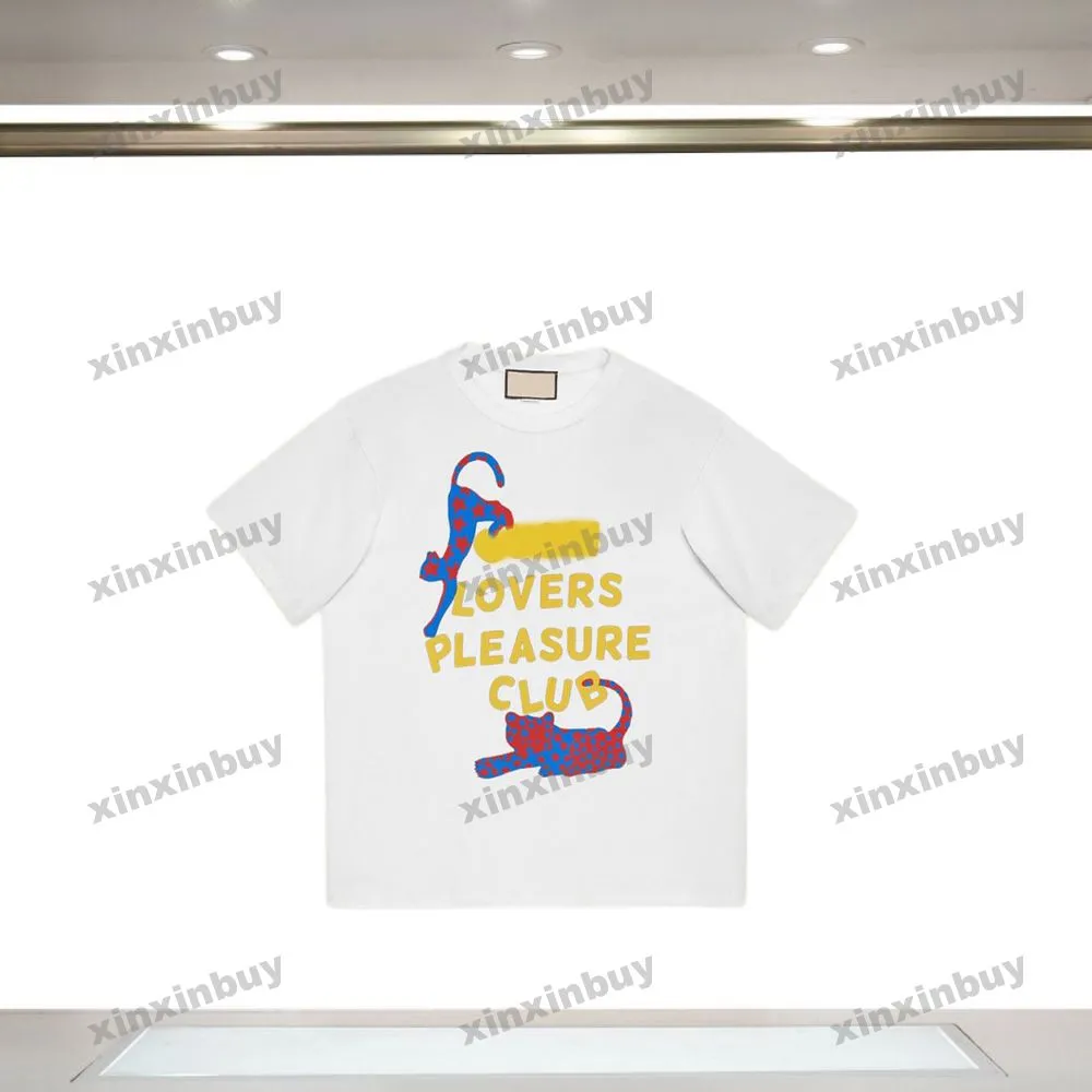 Xinxinbuy Men designer tee t shirt 23SS Lovers Pleasure Club Short Sleeve Cotton Women Black Apricot XS-2XL