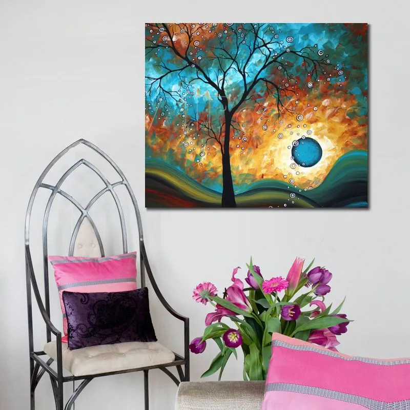 Alberi Abstract Canvas Art Aqua Burn Painting Handmade Cafe Bar Modern Decor