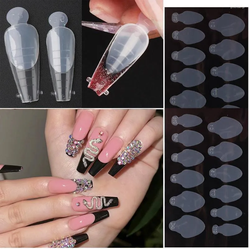 False Nails 12/24pcs French Dual Form Sticker Silicone Line For Forms Nail Tips Square Almond Gel Extension Mold