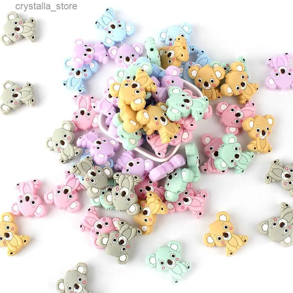 5/20/50 st baby silikonpärlor härliga mini koala pärlor silikon teether -leksaker bpa gratis diy pacifier kedja tillbehör l230518