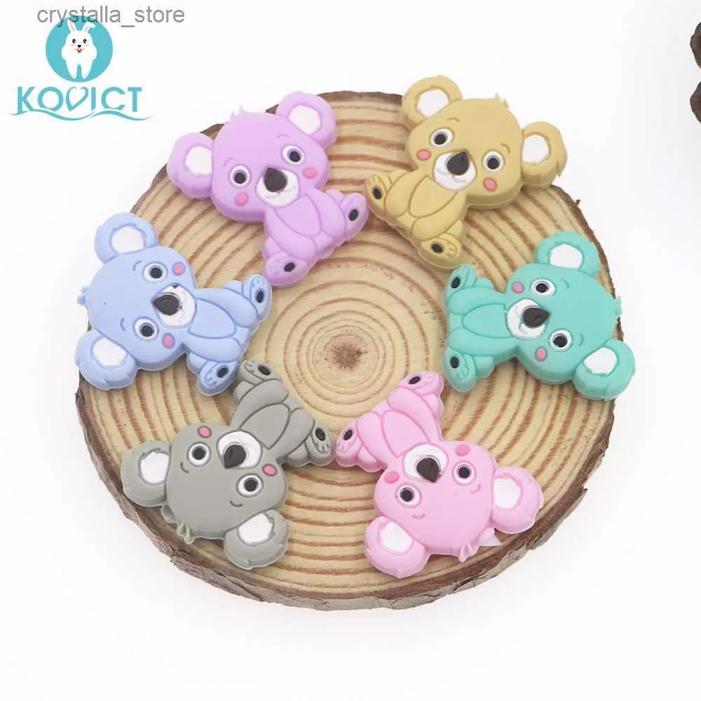Kovict 6/10pcs 28mm Silicone Beads Mini Koala bead Baby Silicone Teether Food Grade Rodents DIY Baby Teething Toys L230518