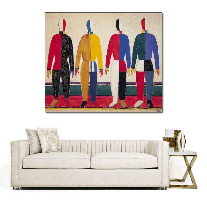 Abstracte pop-art sportmannen schilderen op canvas handgeschilderd modern restaurantdecor