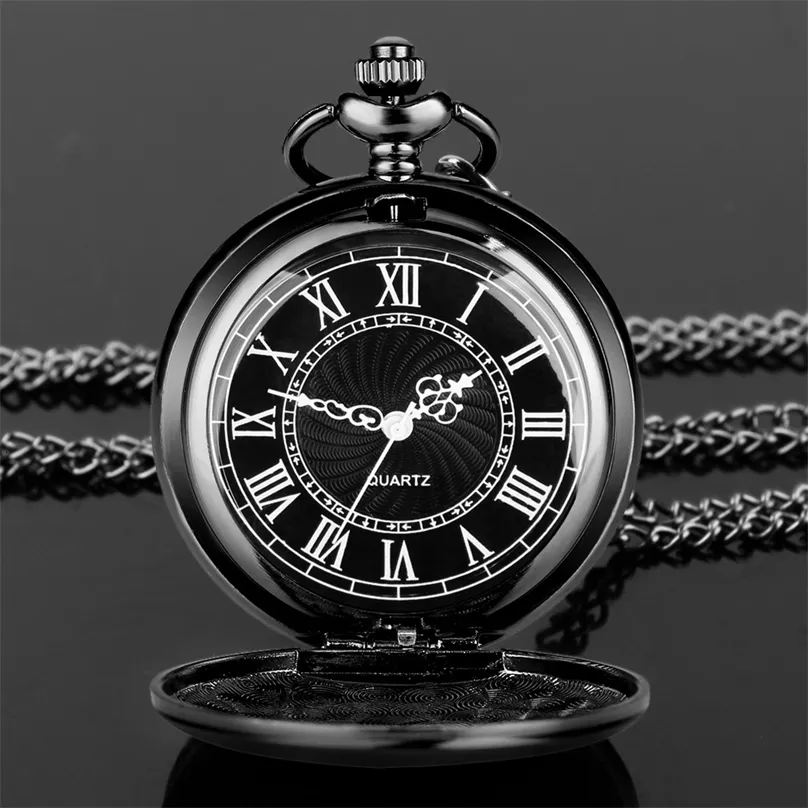 Pocket Watches Fashion 37CM Fob Chain Smooth Steel Quartz Pocket Watch Vintage Roman Nmber Dial Pendant Fob Watch Gifts Clock 230619