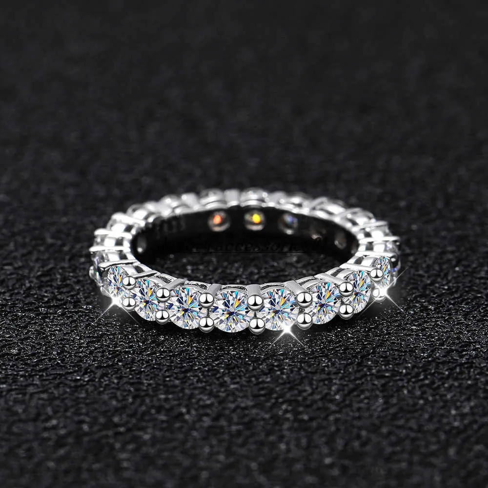 バンドCosya 22 ct Full Moissanite Row for Women Sterling sier dホワイトゴールドダイヤモンドリングエタニティウェディングファインジュエリーAA230417