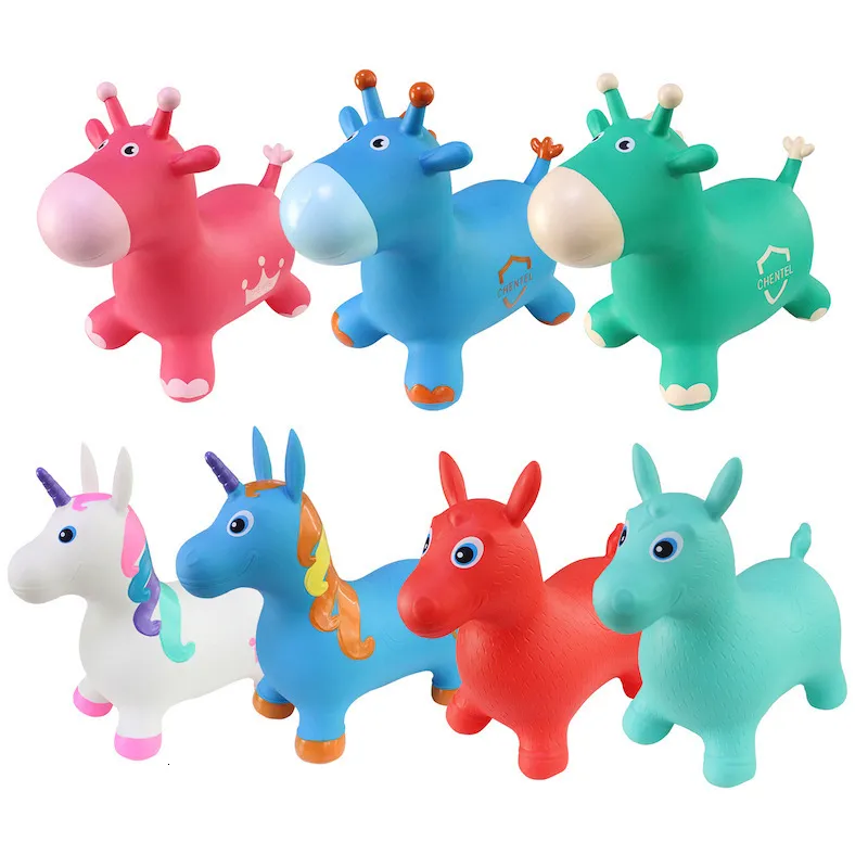 Balloon Doki Children Jump Inflatable Toy Horse Vaulting Horse Rubber PVC Toys Movement Wholesale Stalls 230619