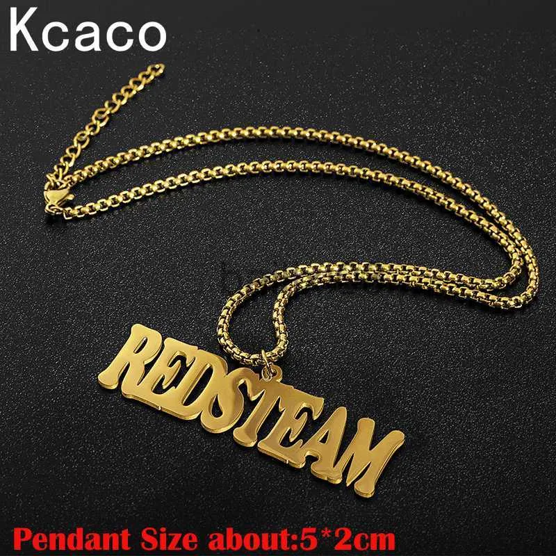 Pendant Necklaces Personalized Stainless Steel Neckle with Large Name Pendant Custom Men Nameplate Gold Plated 2.5mm Bead Chain Handmade Gift J230620