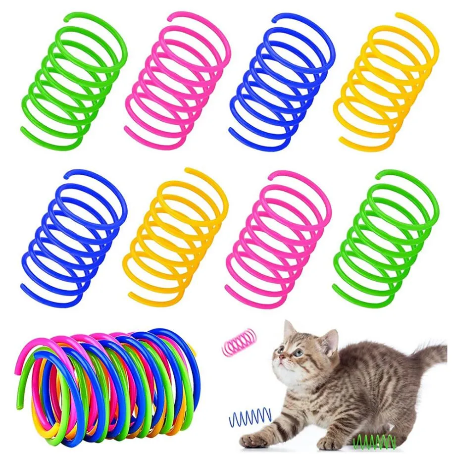 Brinquedos para gatinhos, largos, duráveis e pesados, para gatos, brinquedos coloridos para animais de estimação, molas espirais