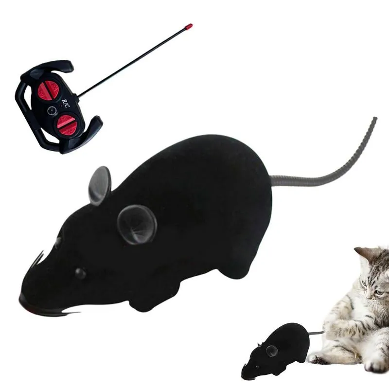 Rato robótico de brinquedo de gato de controle remoto Rabo de cabelo elétrico realista Cauda Brinquedos de gato Brinquedos automáticos de gato e brinquedos esportivos ao ar livre