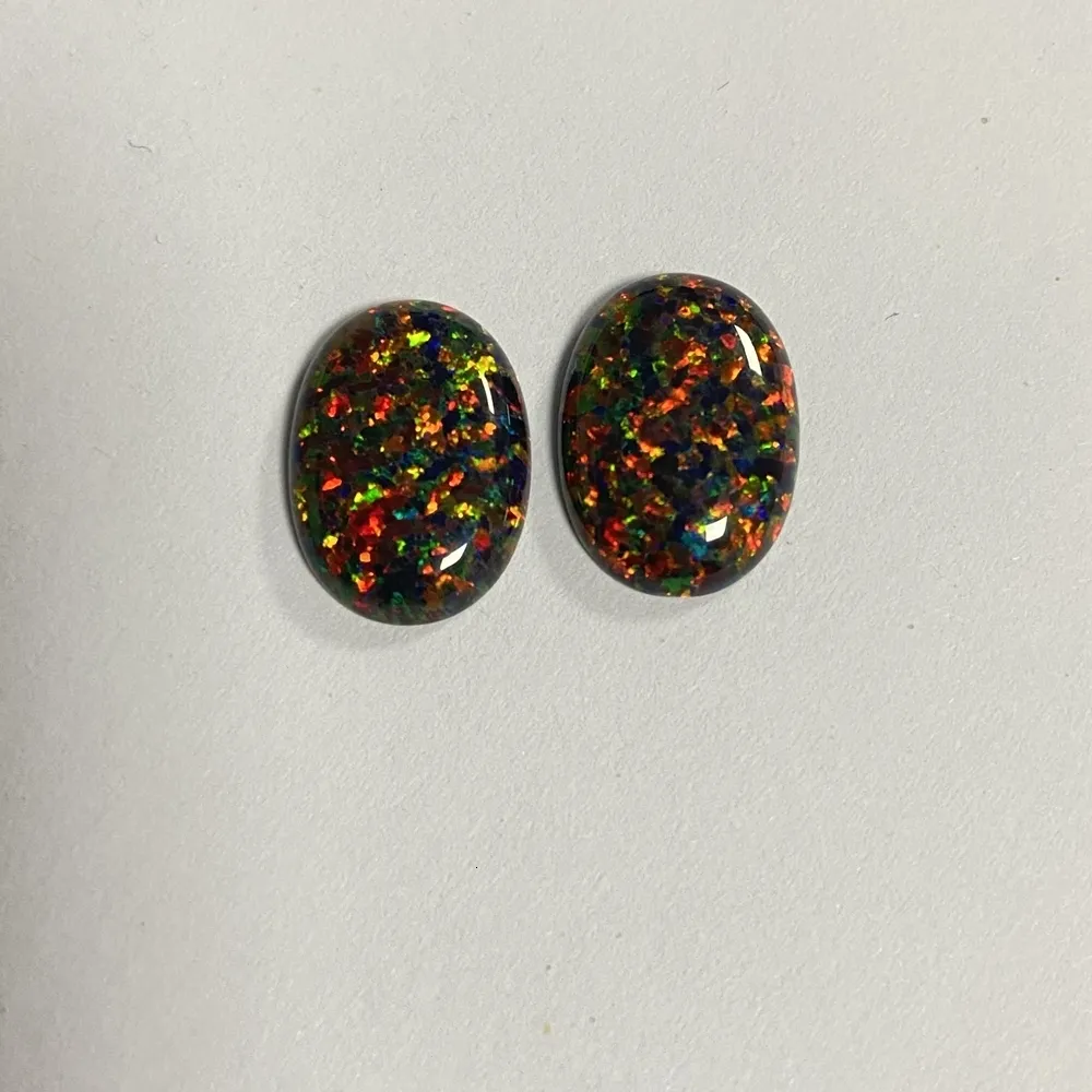 Loose Diamonds Meisidian Lab Created 13x18mm OP32 Flatback Cabochon Blck Opal Gemstone 230619