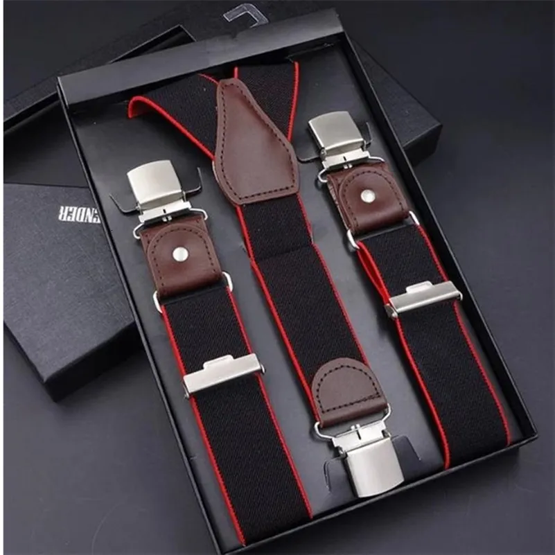 Autres accessoires de mode Bretelles en cuir véritable Hommes 36 Clips Suspensorios masculins Sangle de ceinture réglable Bretelles Vêtements vintage 230619