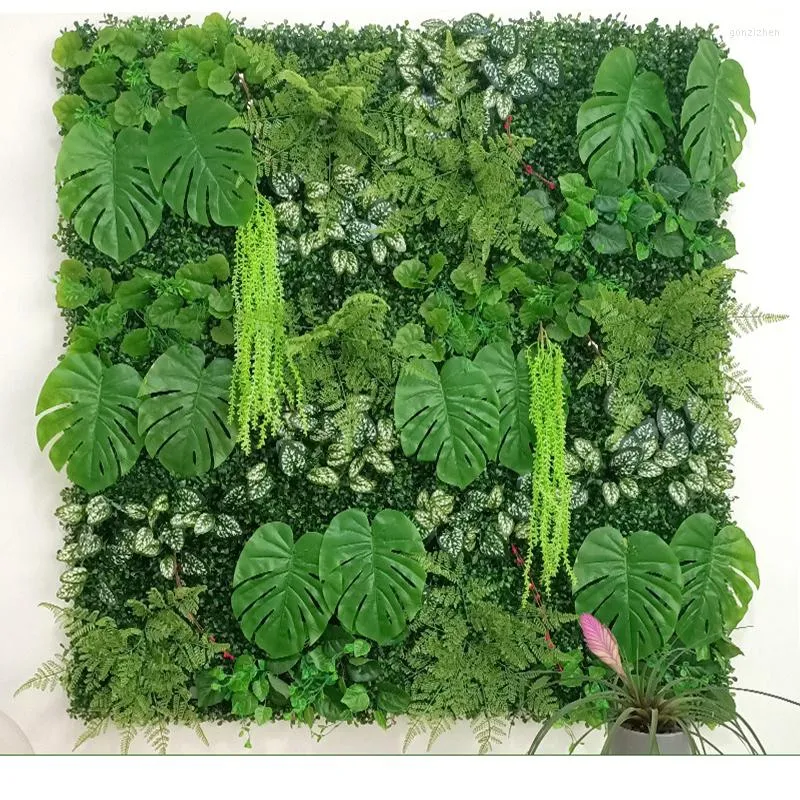 Dekorativa blommor konstgjorda växter grön gräs väggpanel persisk blad gräsmatta inomhus utomhus hem trädgård balkong dekoration häck skärm