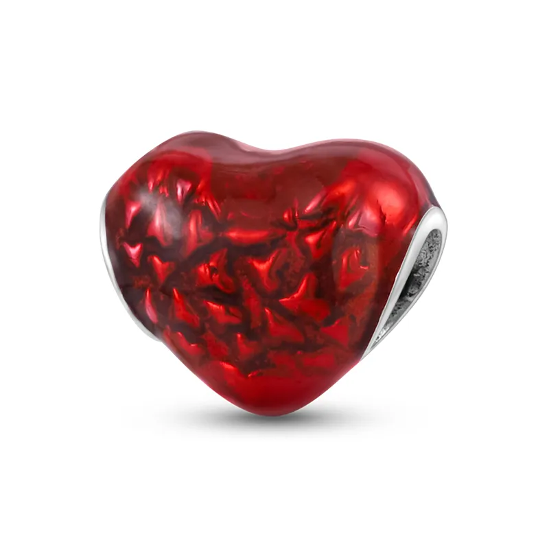 925 Silver Fit Pandora Charm 925 Bracelet Red Heart Beads Pink Flower Pendant charms set Pendant DIY Fine Beads Jewelry